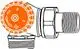Thermostatventilunterteil mit einem orangefarbenen Einstellrad. Das Produkt gehört zur Marke IMI Hydronic Engineering und ist für Anschlussgewinde ausgelegt.